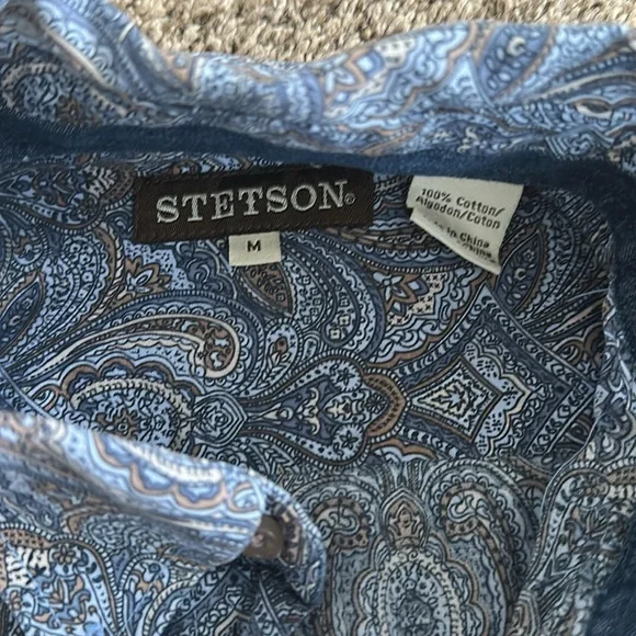 Stetson Blue Paisley Western Rodeo Shirt - Picture 3 of 4